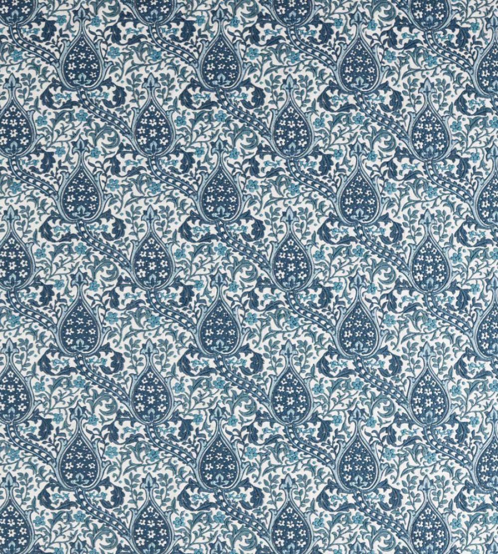 Persian Tulip Embroidery Fabric by Morris & Co Indigo