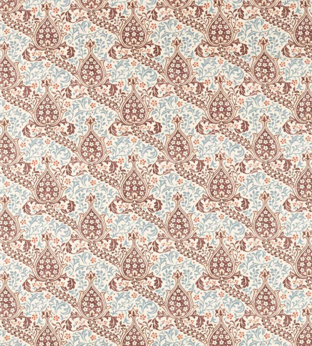 Persian Tulip Fabric by Morris & Co Umber/Mineral Blue