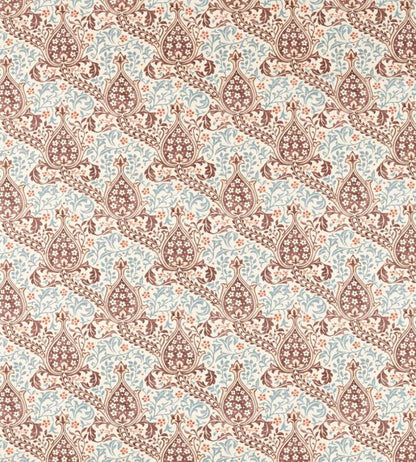 Persian Tulip Fabric by Morris & Co Umber/Mineral Blue