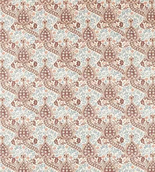 Persian Tulip Fabric by Morris & Co Umber/Mineral Blue