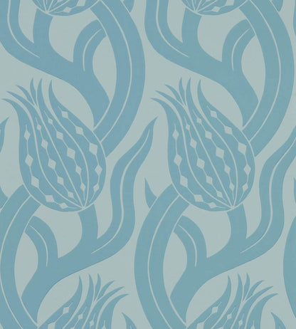 Persian Tulip Wallpaper by Zoffany Blue Stone