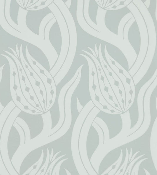 Persian Tulip Wallpaper by Zoffany Quartz Grey