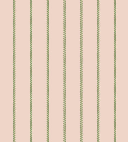 Petal Stripe Wallpaper by Farrow & Ball Pink Ground / Yeabridge Green