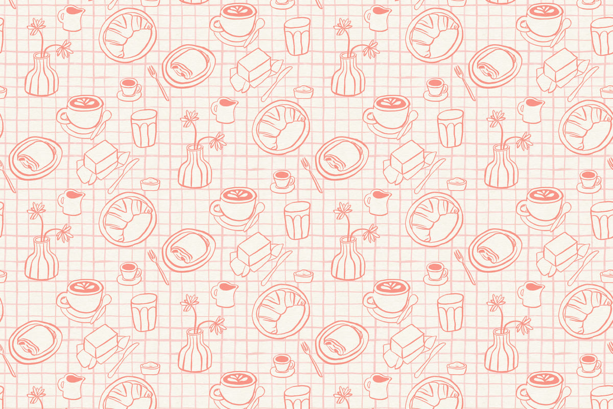 Petit Dejeuner Pink wallpaper by Hovia