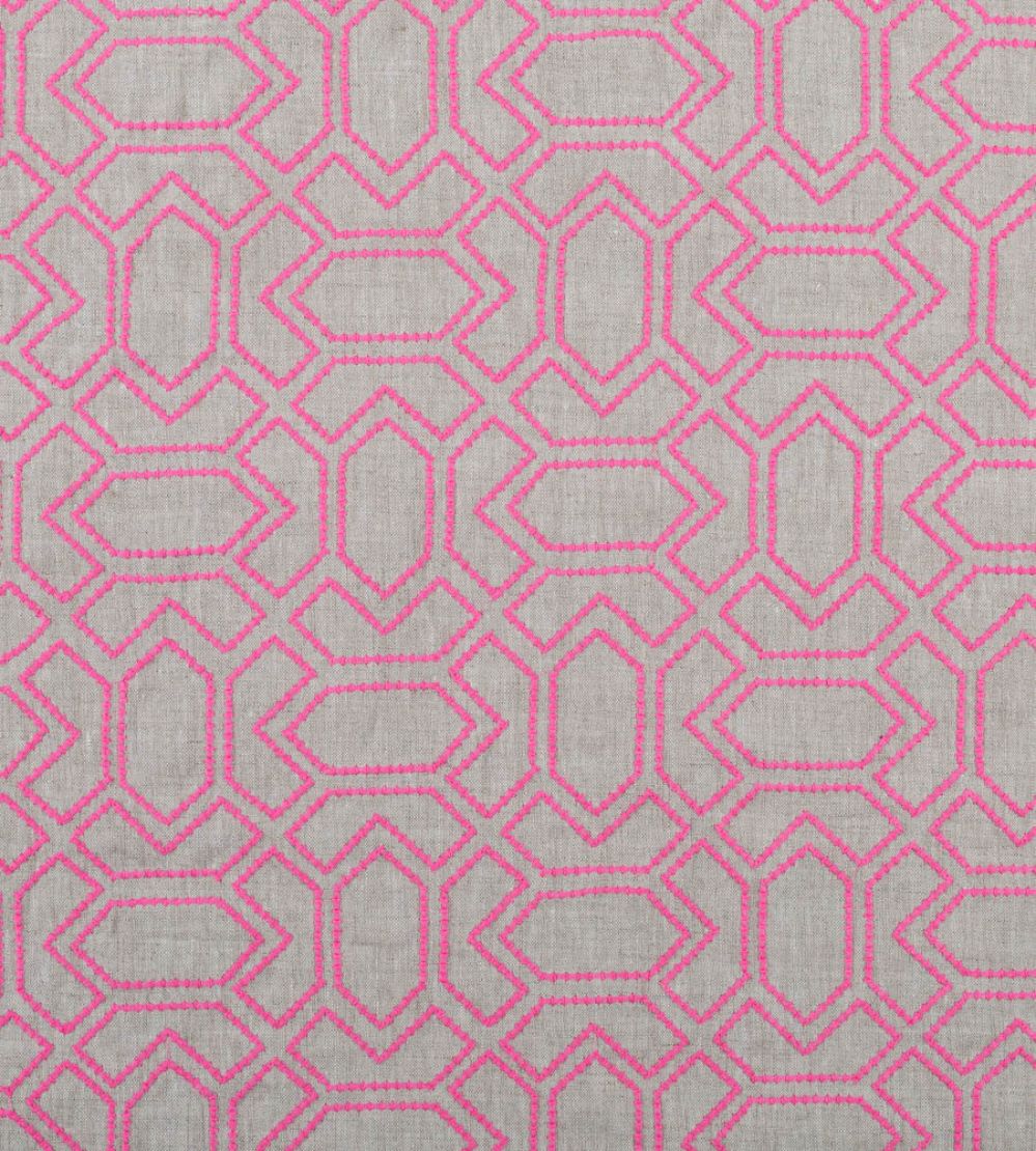 Petite Paravento Fabric by Vanderhurd Hot Pink/Natural