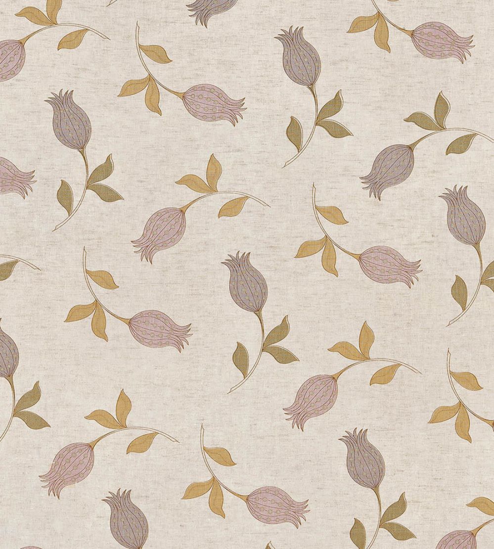 Petite Tulipe Fabric by Vanderhurd Lavendar & Lilac/Champignon