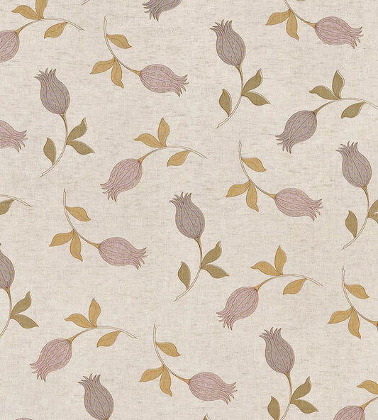 Petite Tulipe Fabric by Vanderhurd Lavendar & Lilac/Champignon