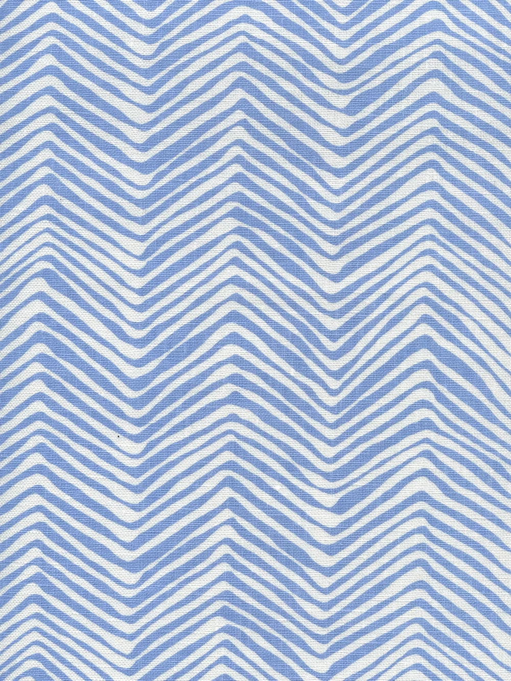 Petite Zig Zag French Blue on White Linen fabric by Alan Campbell