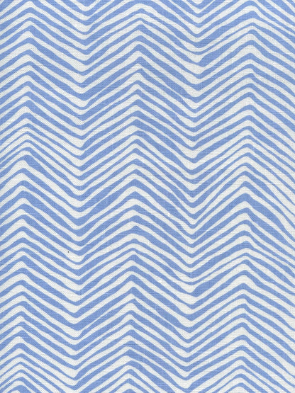 Petite Zig Zag French Blue on White Linen fabric by Alan Campbell