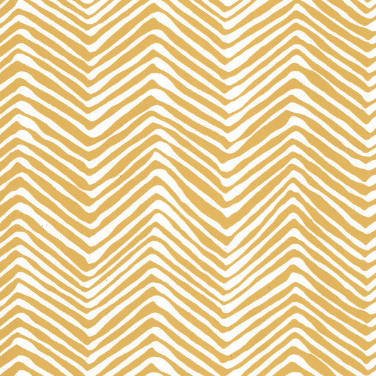 Petite Zig Zag Inca Gold on White Vinyl wallpaper by Alan Campbell