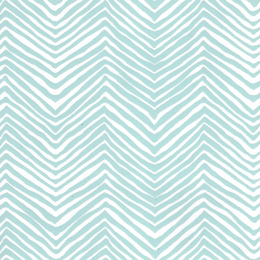 Petite Zig Zag Light Blue on White Vinyl wallpaper by Alan Campbell