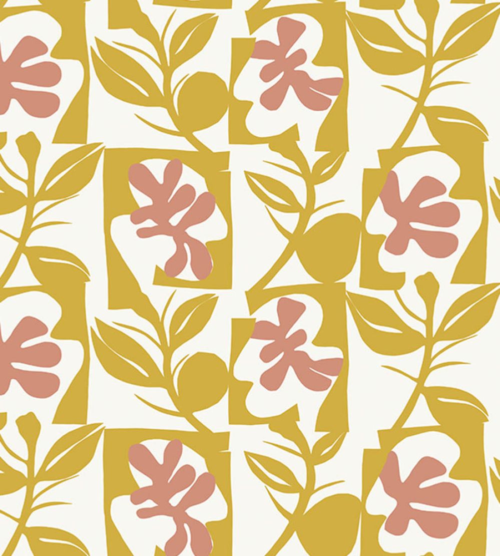 Pienet Naatit Wallpaper by Marimekko Yellow