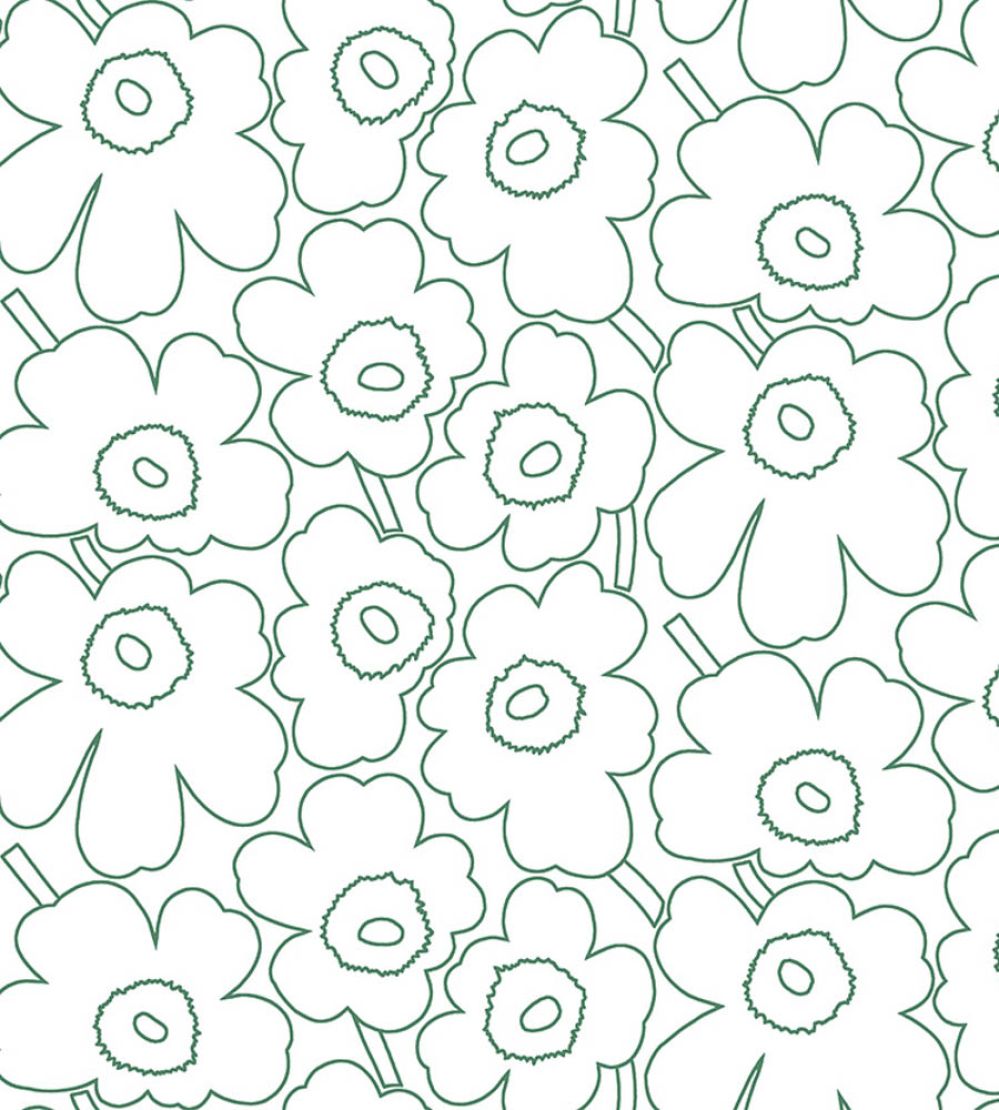 Piirto Unikko Wallpaper by Marimekko Green