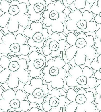 Piirto Unikko Wallpaper by Marimekko Green