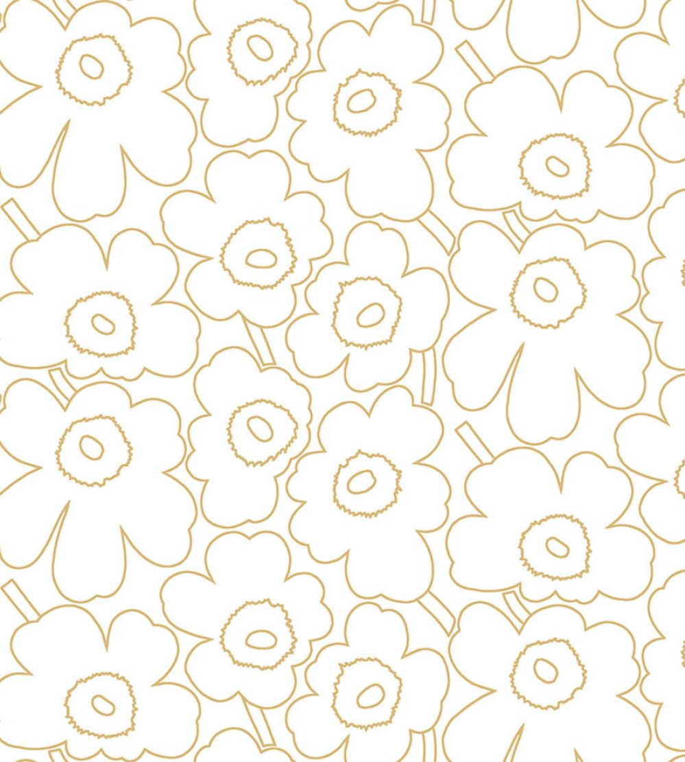 Piirto Unikko Wallpaper by Marimekko Yellow