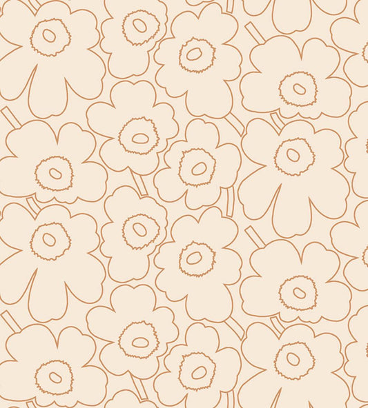 Piirto Unikko Metallic Wallpaper by Marimekko Oranges