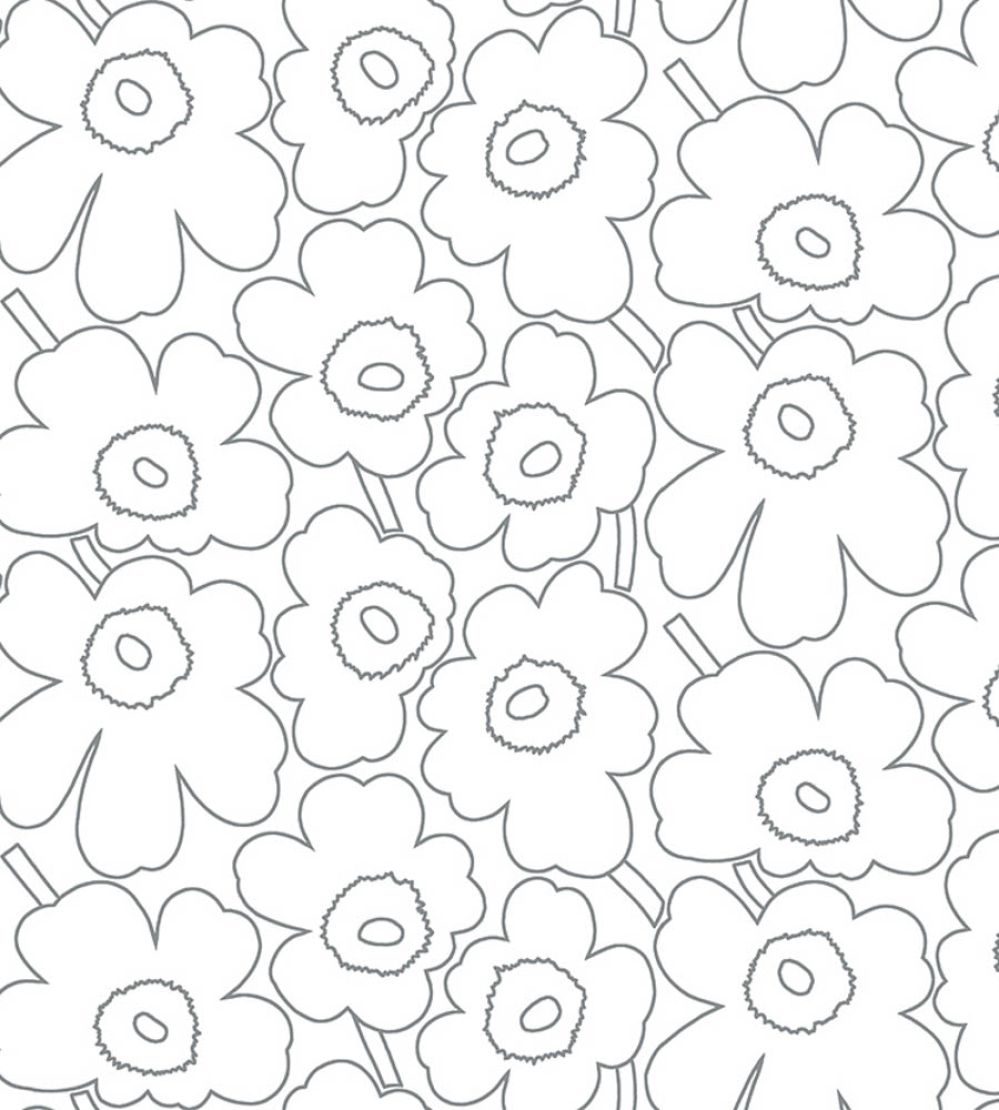 Piirto Unikko Metallic Wallpaper by Marimekko Silver