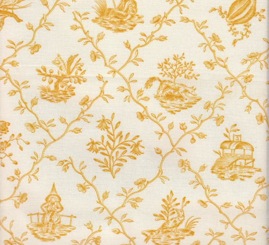 Pillement Toile Gold fabric by Charles Burger