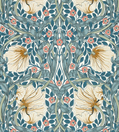 Pimpernel Wallpaper by Morris & Co Woad/Coral