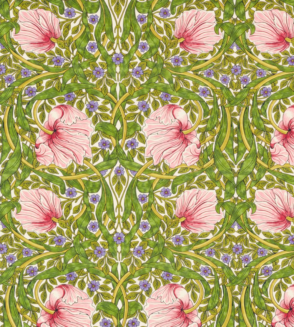 Pimpernel Fabric by Morris & Co Sap Green/Strawberry