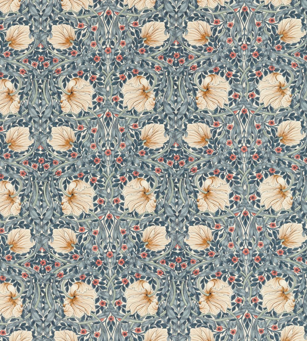 Pimpernel Fabric by Morris & Co Woad/Coral
