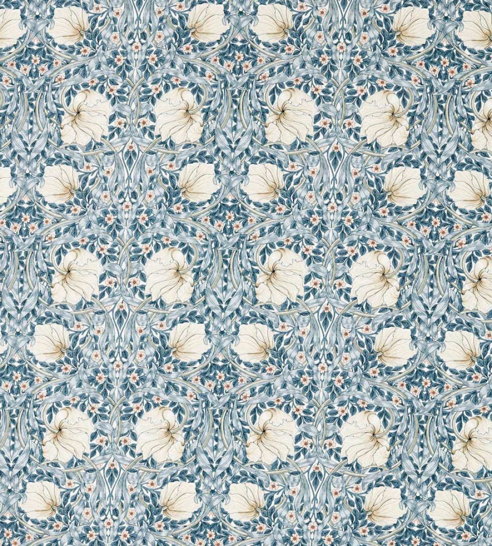 Pimpernel Wide Width Fabric by Morris & Co Light Blue/Coral