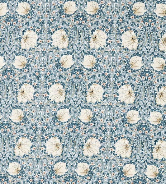 Pimpernel Wide Width Fabric by Morris & Co Light Blue/Coral