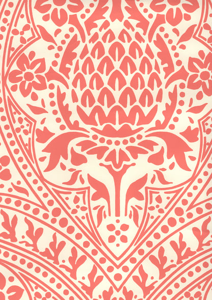 Pina Tomato on Off White wallpaper by Quadrille