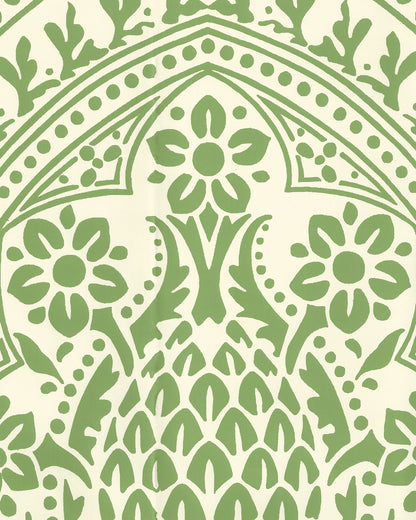 Pina Jungle Green on Off White wallpaper by Quadrille