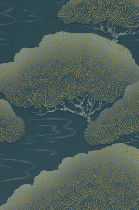 Pines wallpaper by Little Greene in Blue Pine