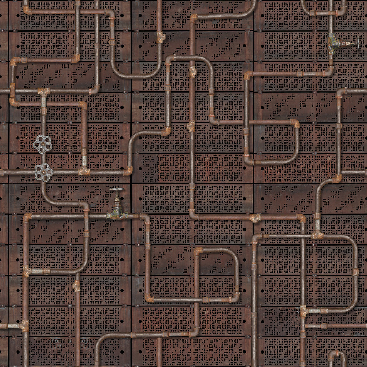 Pipework Oxidation Brown mural by Rebel Walls