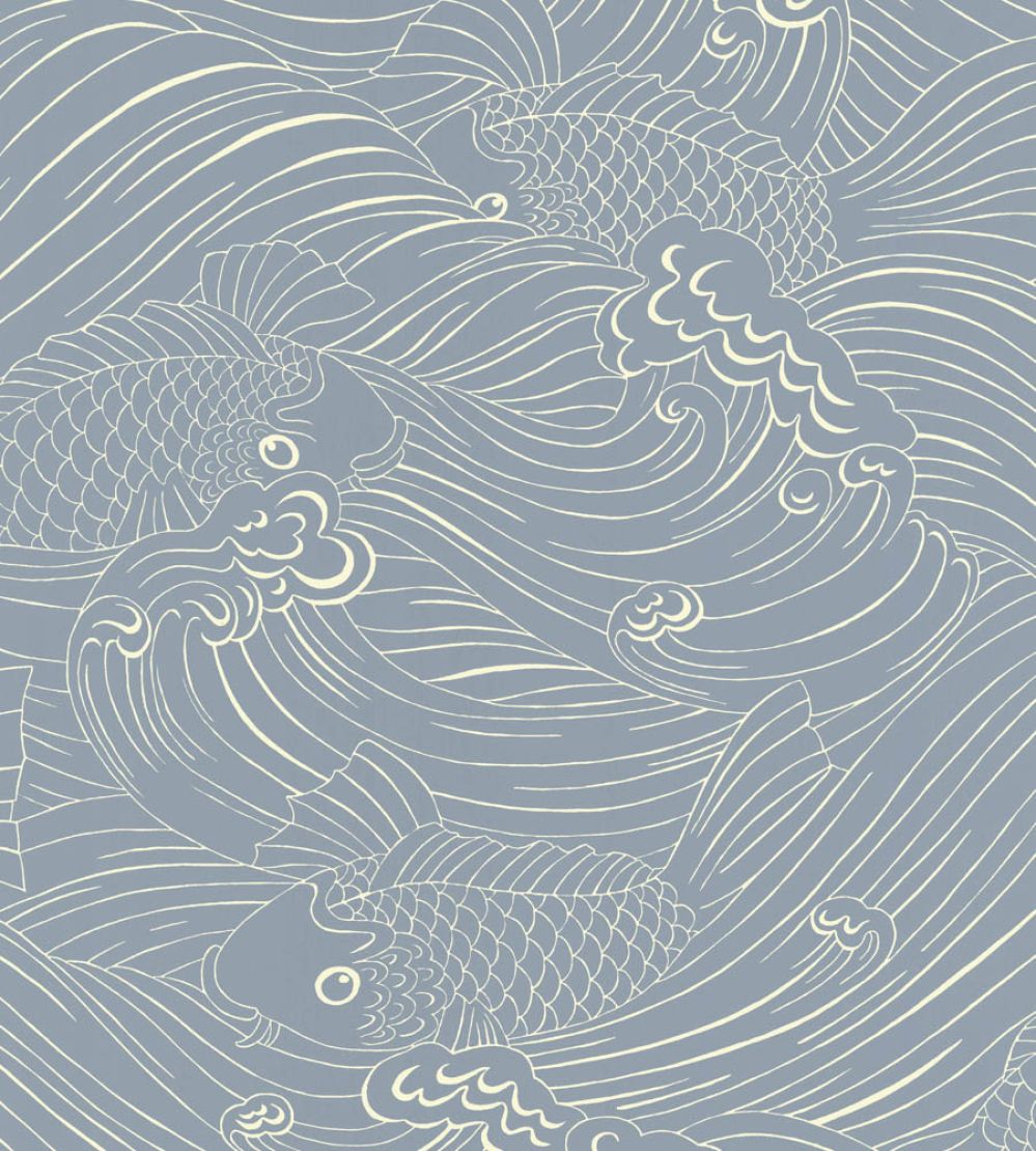 Plenty More Fish Wallpaper by Langelid Von Bromssen Washed Denim