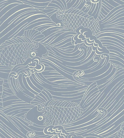 Plenty More Fish Wallpaper by Langelid Von Bromssen Washed Denim