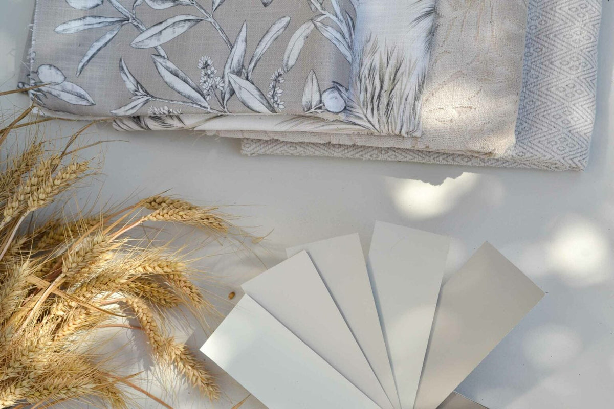 Plumero fabric by Coordonné in Piedra, shown in a styled room