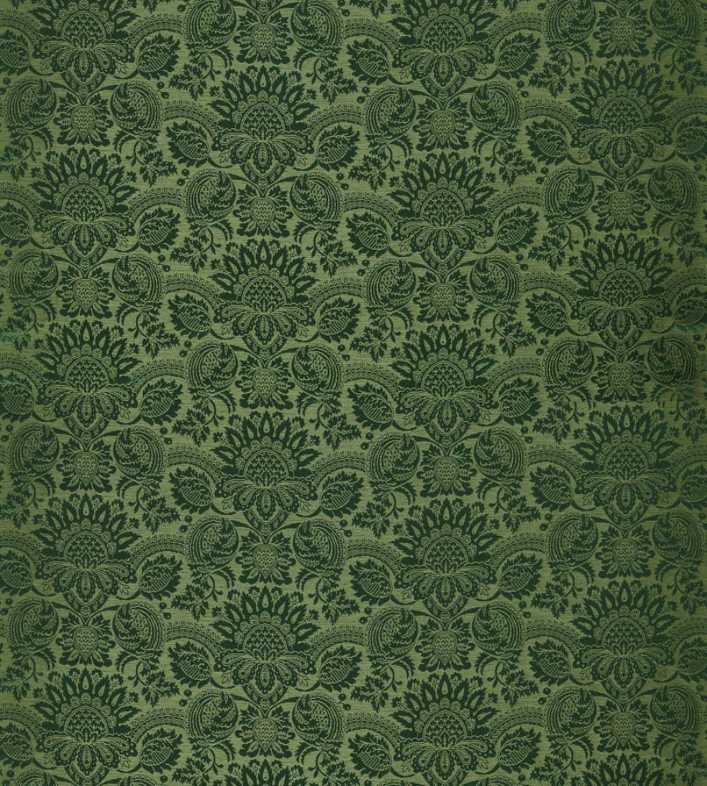 Pomegranate Brocatelle Fabric by Zoffany Huntsman Green