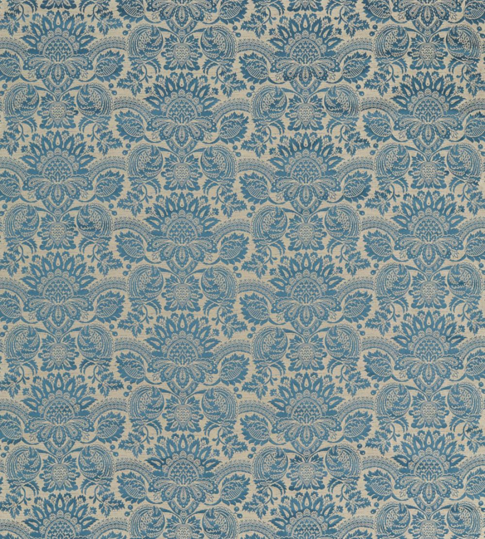 Pomegranate Brocatelle Fabric by Zoffany Wedgwood Blue