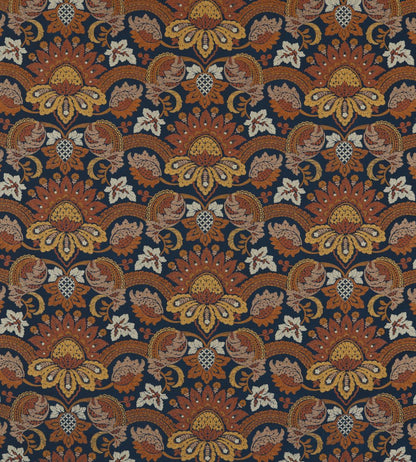 Pomegranate Velvet Fabric by Zoffany Indigo / Terracota