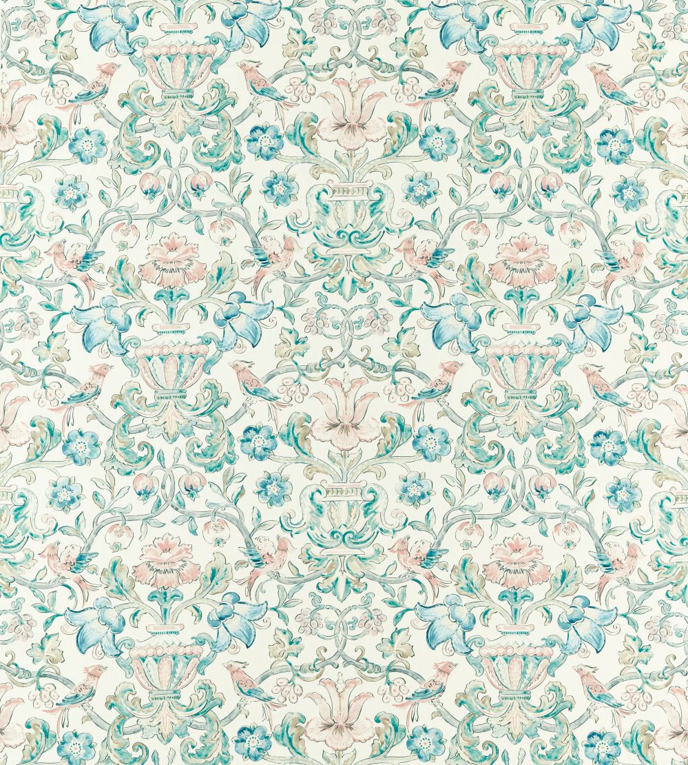 Pompadour Print Fabric by Zoffany Mineral
