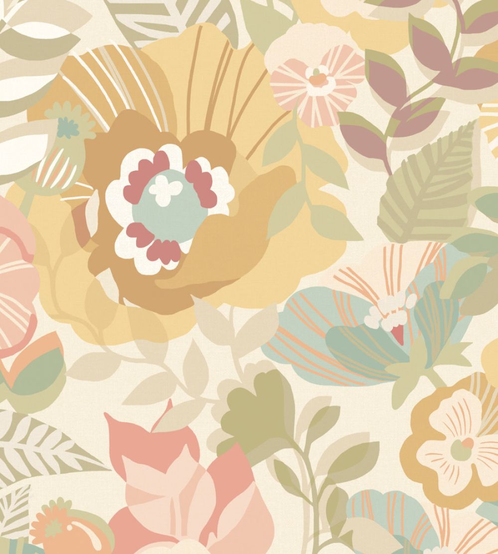 Poppies & Pansies Wallpaper by Ohpopsi Apricot Twist
