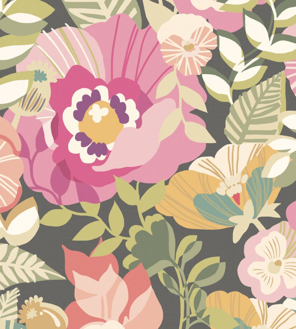 Poppies & Pansies Wallpaper by Ohpopsi Vintage Rose