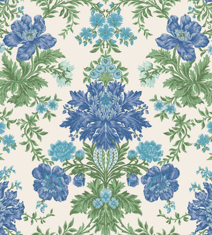 Poppies Wallpaper by Cole & Son Sapphire, Cerulean & Moss on Stone