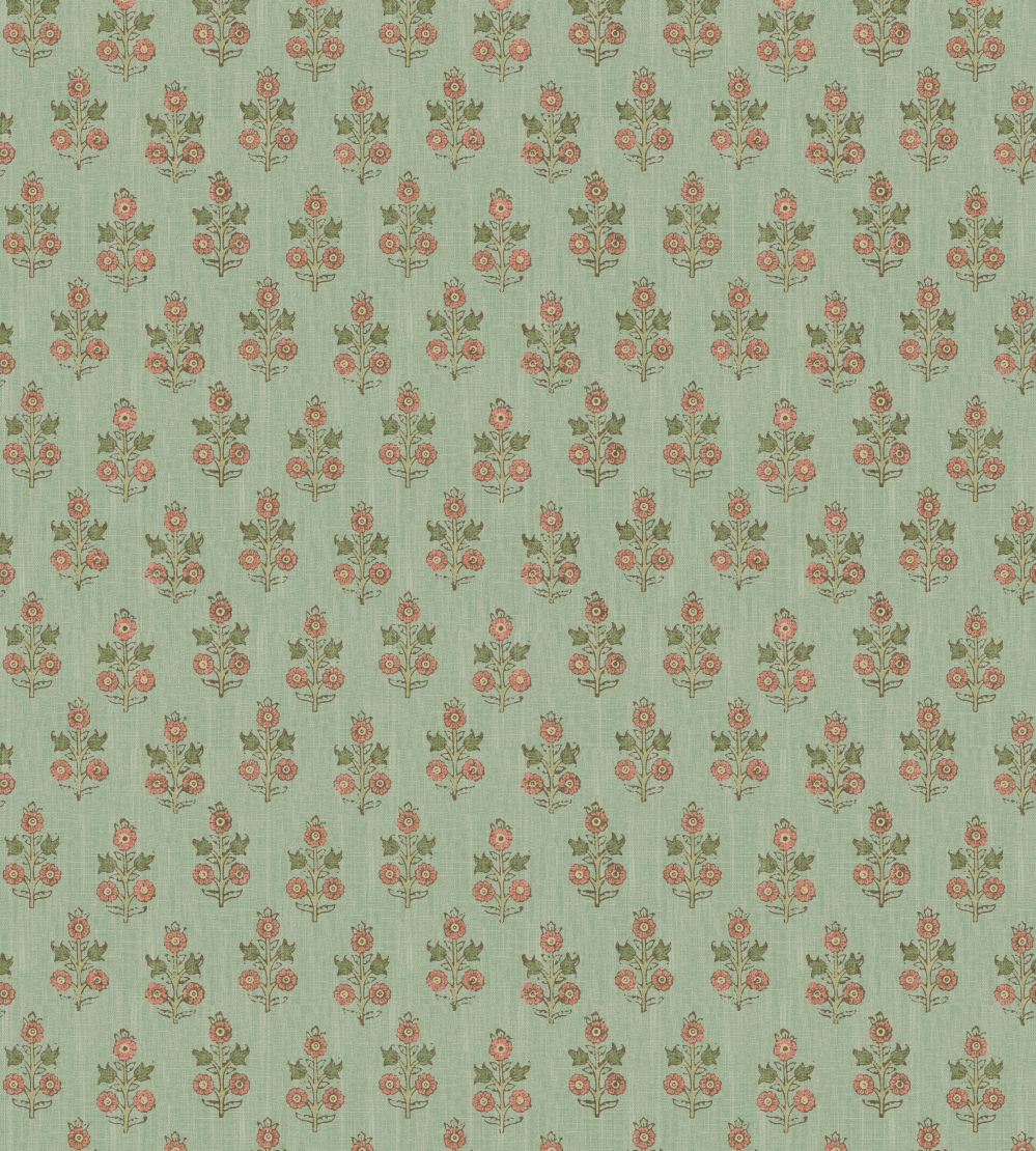 Poppy Sprig Wallpaper by GP & J Baker Aqua/Blush