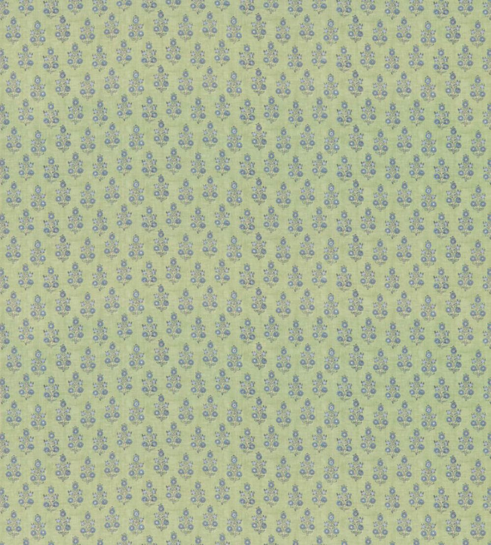 Poppy Sprig Fabric by GP & J Baker Green/Blue