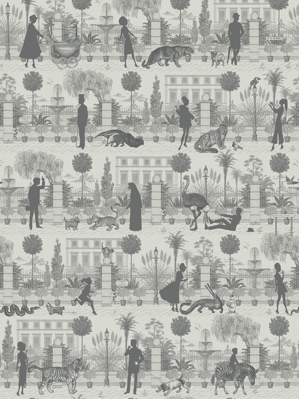 Portobello Parade Wallpaper by Divine Savages in Big Smoke, pattern swatch