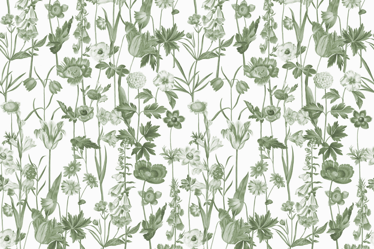Posie Green & White wallpaper by Hovia