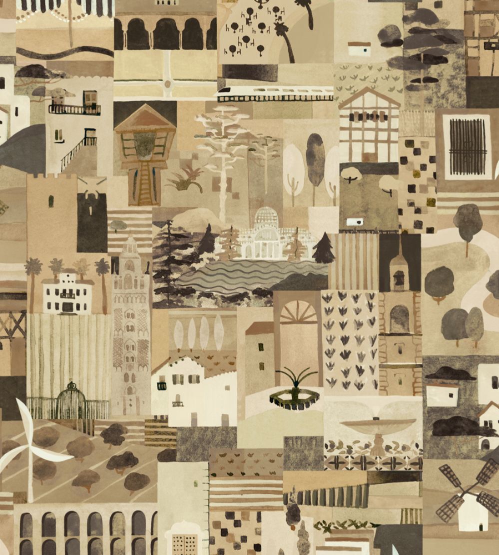 Postal Wallpaper by Tres Tintas Beige