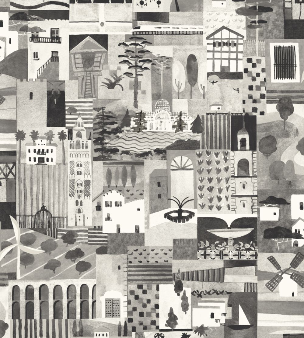Postal Wallpaper by Tres Tintas Black and White