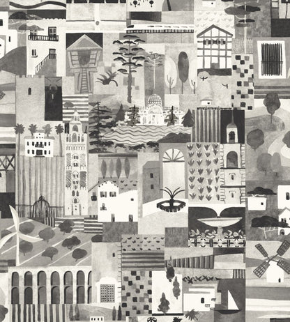 Postal Wallpaper by Tres Tintas Black and White