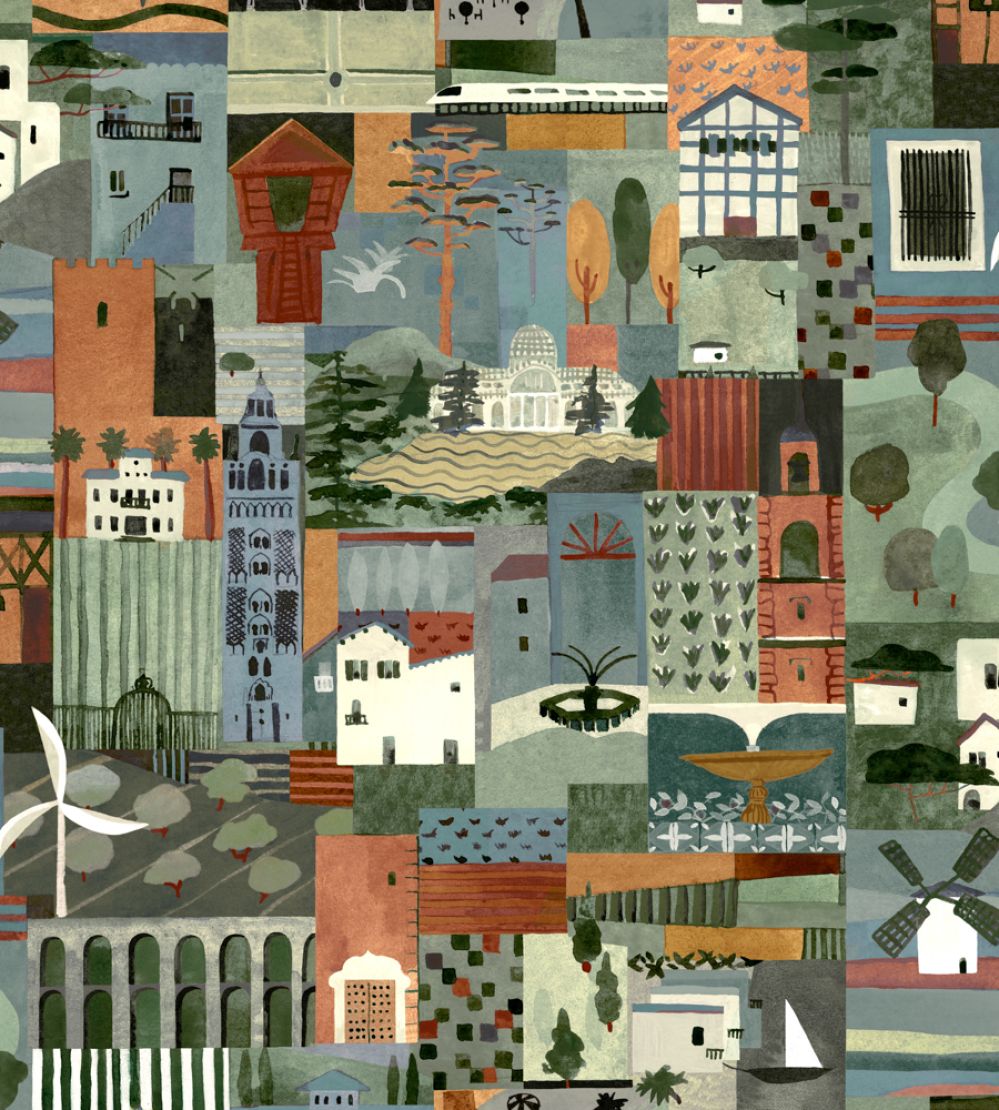 Postal Wallpaper by Tres Tintas Blue