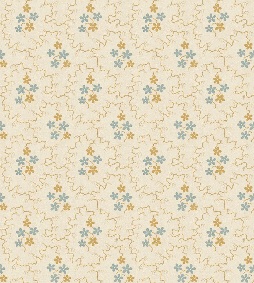 Posy Wallpaper by GP & J Baker Ochre/Blue